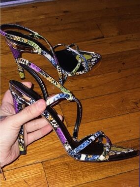 ALDO Women’s Multicolor Strappy Snake-Print High Heels